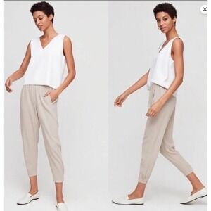 Babaton Triacetate Elastic Waist Tapered Ankle Pants Small, Japanese Fabric